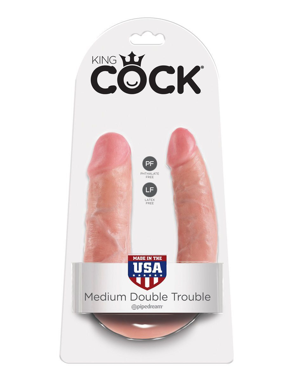 Двусторонний фаллоимитатор U-Shaped Medium Double Trouble - 34,6 см. (Цвет: телесный)