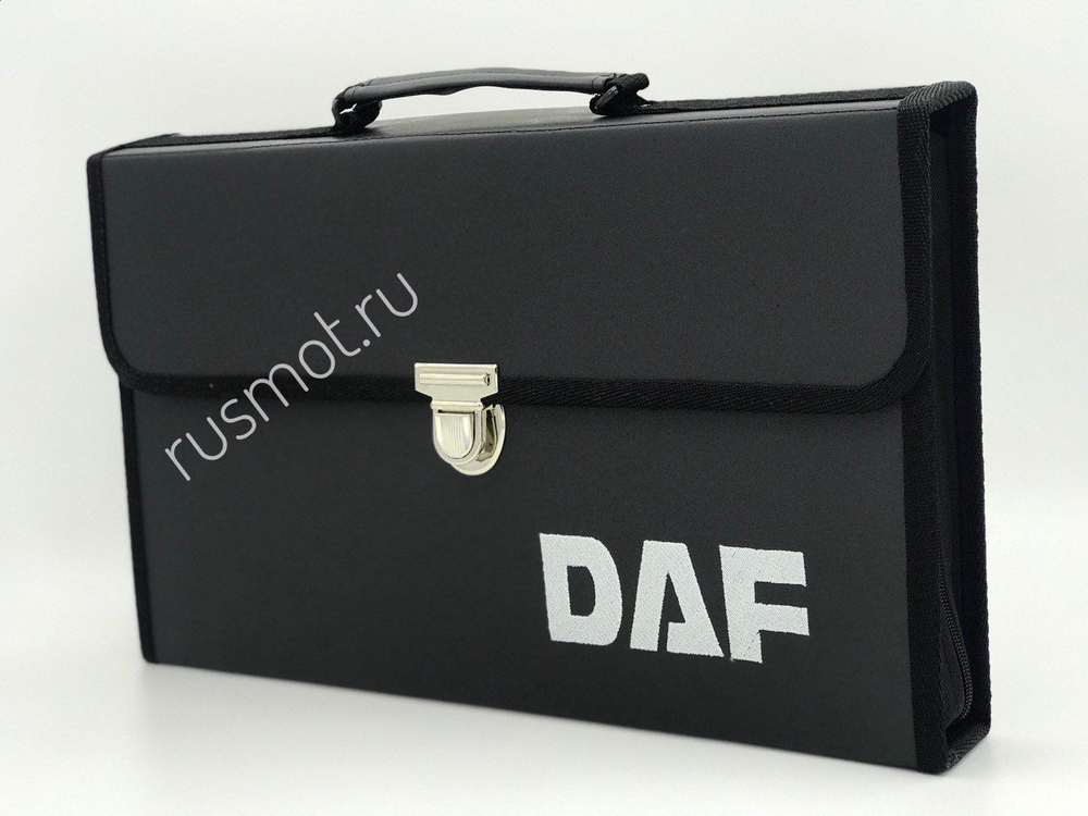 Папка для водителей черная с логотипом вышивка DAF кожа