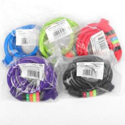 Замок велосипедный кодовый 10*1000мм, фиолетовый тросик,  Vinca Sport VS 101.427 violet polybag