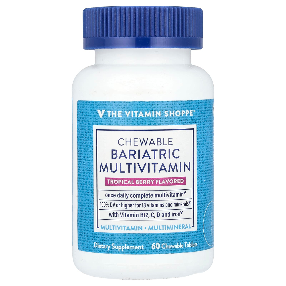 The Vitamin Shoppe, Жевательные бариатрические мультивитамины, тропические ягоды, 60 жевательных таблеток