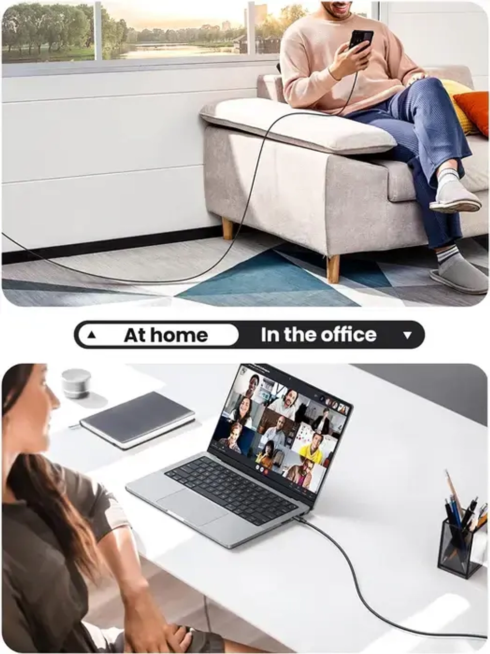 Кабель USB C - USB C, 480Mbps, 3A, QC4.0/PD3.0, 60W, 1m, UGREEN 50997