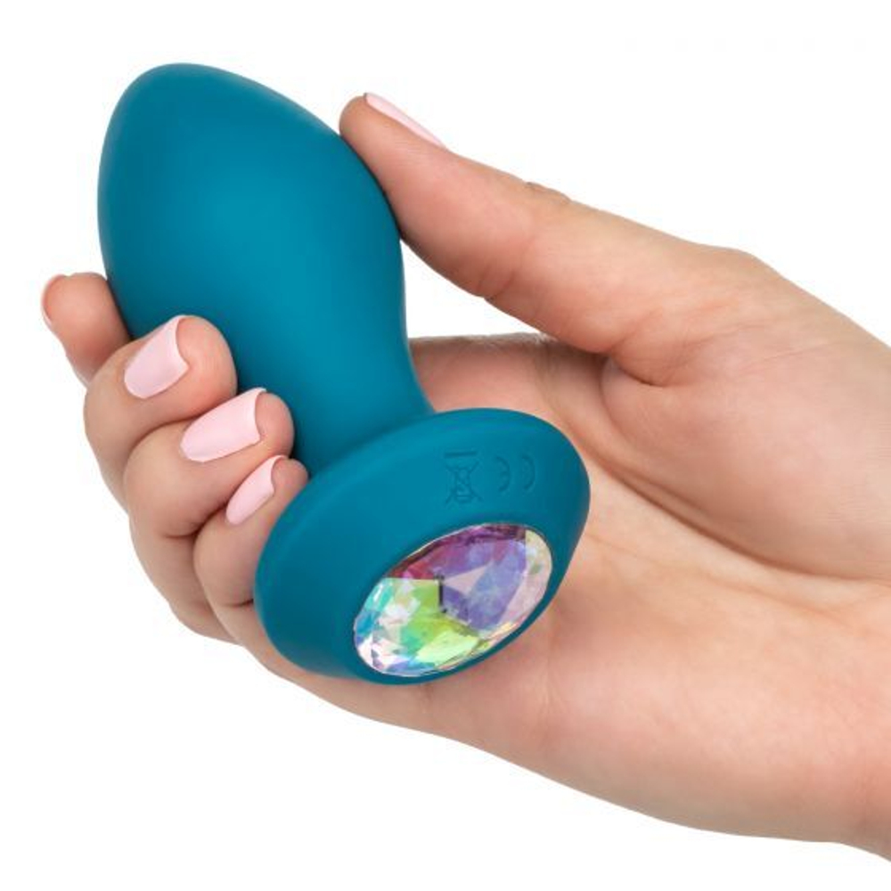 Бирюзовая анальная вибропробка с кристаллом Power Gem Vibrating Crystal Probe - 10,75 см. (Цвет: бирюзовый)