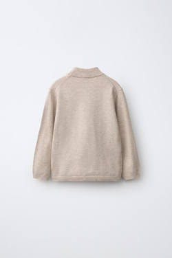 ZARA ТРИКОТАЖНЫЙ СВИТЕР С ВОРОТНИКОМ-СТОЙКОЙ, СВЕТЛО-БЕЖЕВЫЙ