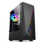 Корпус BaseTech eXtreme GFX-01, Без БП, ATX, RGB, чёрный, 1xFRGB FAN, 2xUSB2, 1xUSB3, бок: закалённое стекло (BT-GFX-01-RGB)