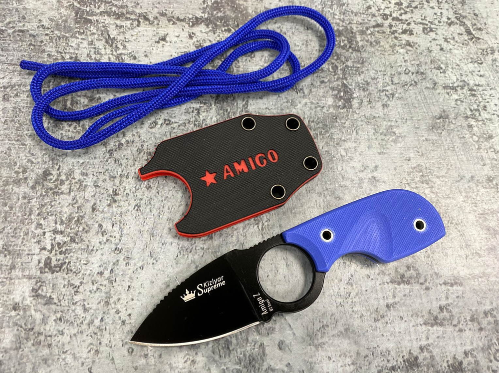 Шейный нож Amigo Z D2 Black Titanium