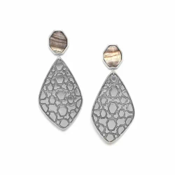 Серьги ORI TAO, Tortuga, текстурированный металл, с перламутром, OT24.1-12-30845 (серебристый)