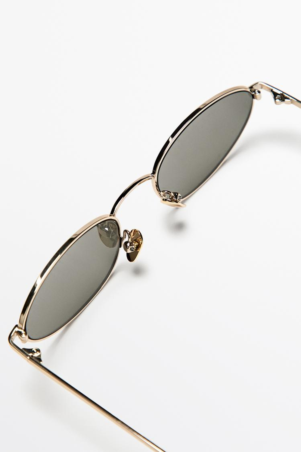 Massimo Dutti Овальные металлические солнцезащитные очки, золотой