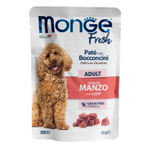 Влажный корм Monge Dog Fresh для взрослых собак паштет с кусочками говядины паучи 85 г