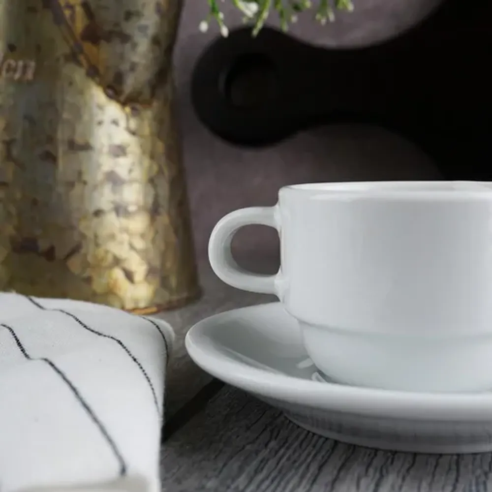 Кофейная пара 90 мл белая d 6,7 см h5 см фарфор Glory Eco Stackable P.L. Proff Cuisine [4]