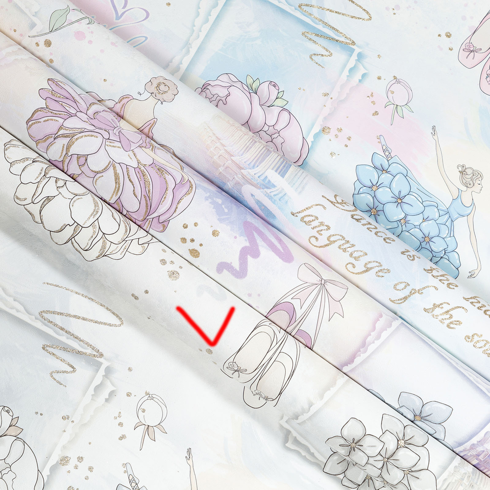 Обои виниловые в комнату девочки Home Color Ballet HC71905-41, размер 1,06х10м, коллаж балет, раппорт 64 см