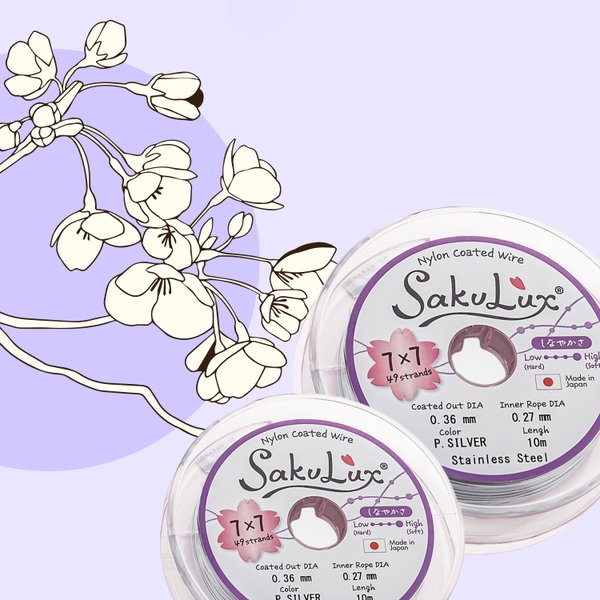Японский ювелирный тросик SakuLux 7 диаметр 0,35мм, цвет "Сатиновое золото"