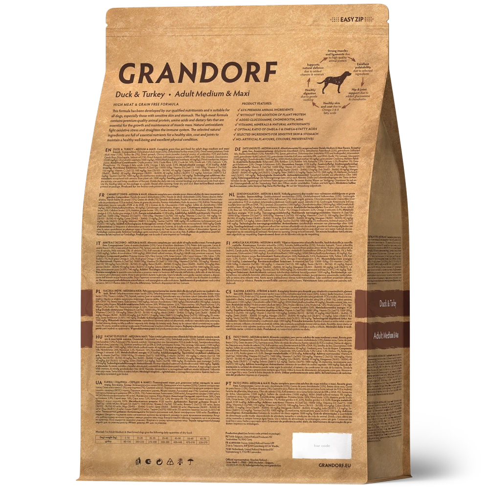 Grandorf Duck & Turkey, Adult Medium & Maxi для средних и крупных пород (Утка с индейкой)