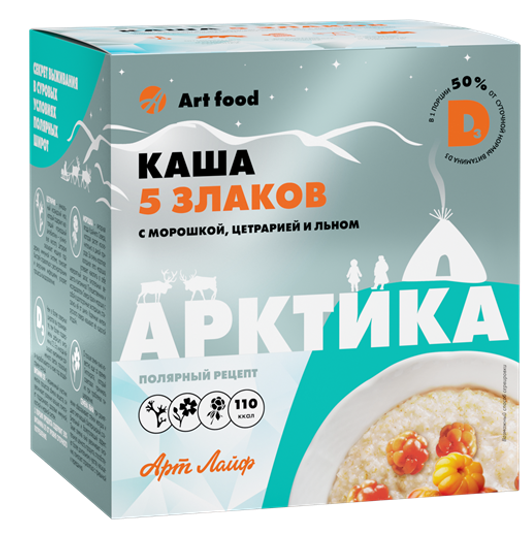 Каша Арктика, с морошкой, цетрарией и льном