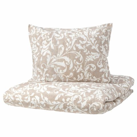 Комплект постельного белья IKEA VARBRACKA (ВОРБРЭККА), Двуспальный, Бежевый с рисунком, 240x220, 50x80 см