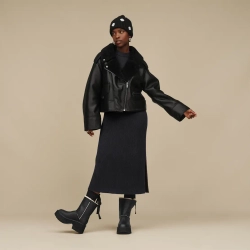 UGG Байкерская куртка Finnian LuxeFluff, черный