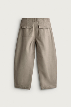 ZARA БРЮКИ BALLOON FIT, СЕРО-КОРИЧНЕВЫЙ