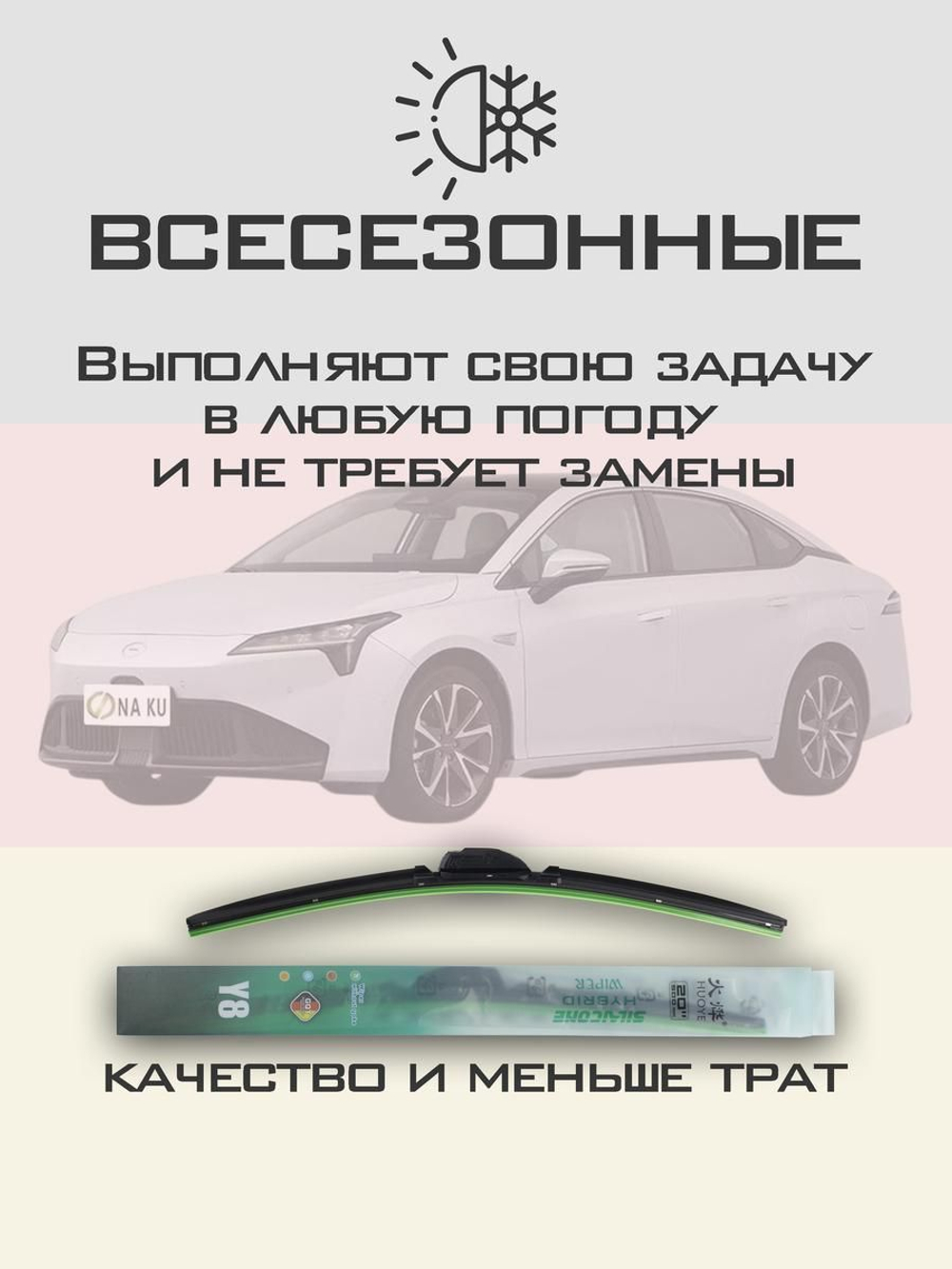 Щетки стеклоочистителя HUOYE Y8 600/450 мм на GACAion S | Push button