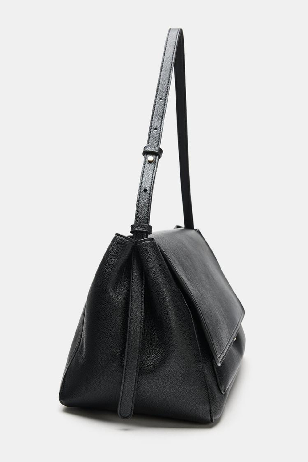 ZARA СУМКА НА ПЛЕЧО С КЛАПАНОМ, ЧЕРНЫЙ