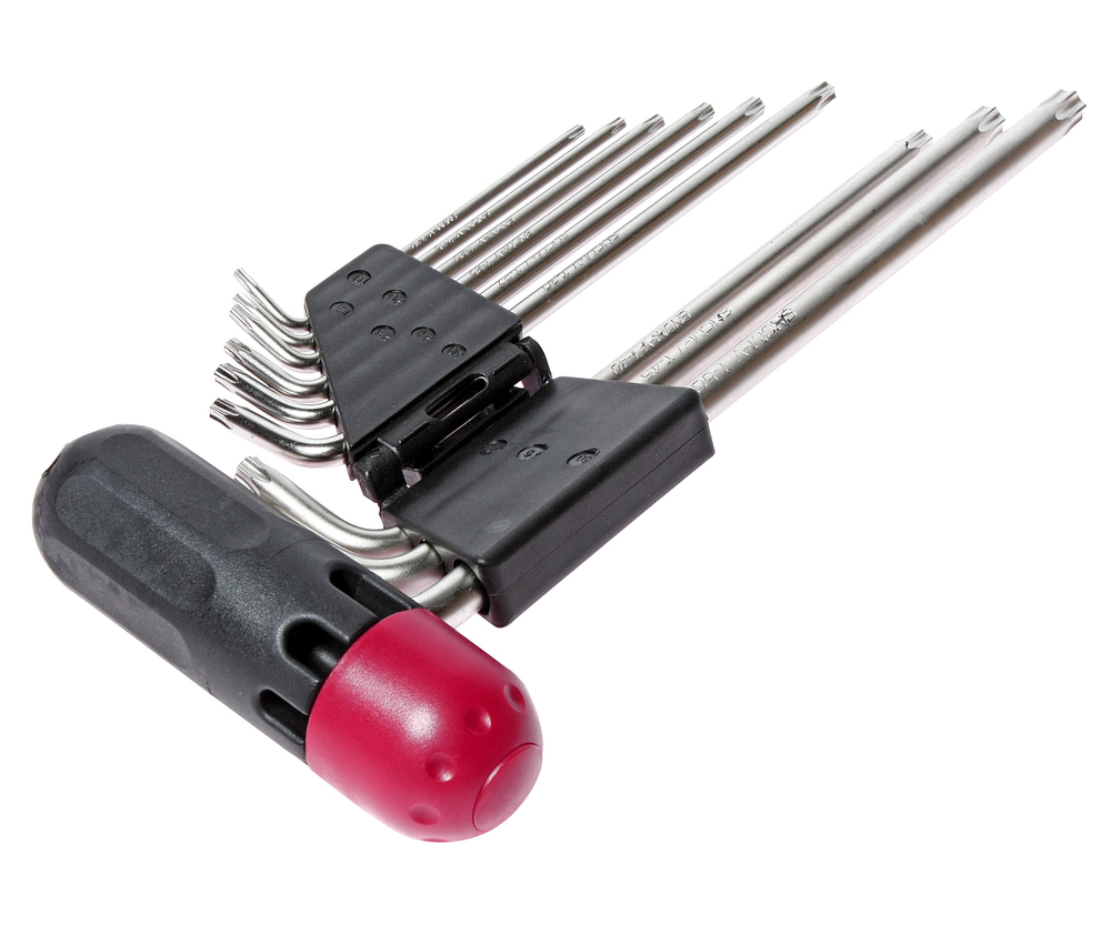 Набор ключей TORX T10Н-Т50H Г-образных с отверстием 9 предметов JTC