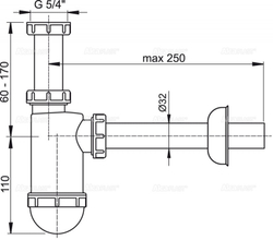 Сифон для умывальника Alca Plast A430 32 мм c накидной гайкой 5/4"