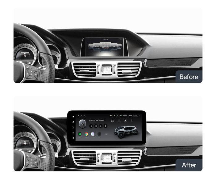 Магнитола для Mercedes-Benz E W212 седан левый руль 2015 NTG 5.0 - Teyes LUX ONE ROUND монитор 12.3" 2K QLED на Android 10, Быстрая, CarPlay, 4G SIM-слот