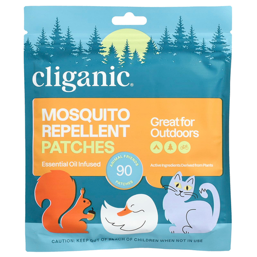 Cliganic, Средство от комаров, патчи Animal Friends, 90 патчей