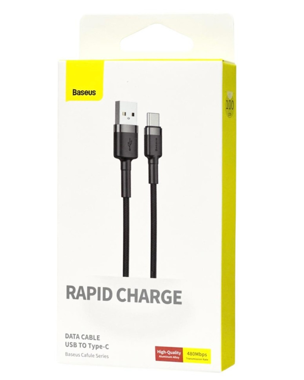Usb Кабель-зарядка TYPE-C Baseus Cafule 3A 1м (CATKLF-BG1) черный