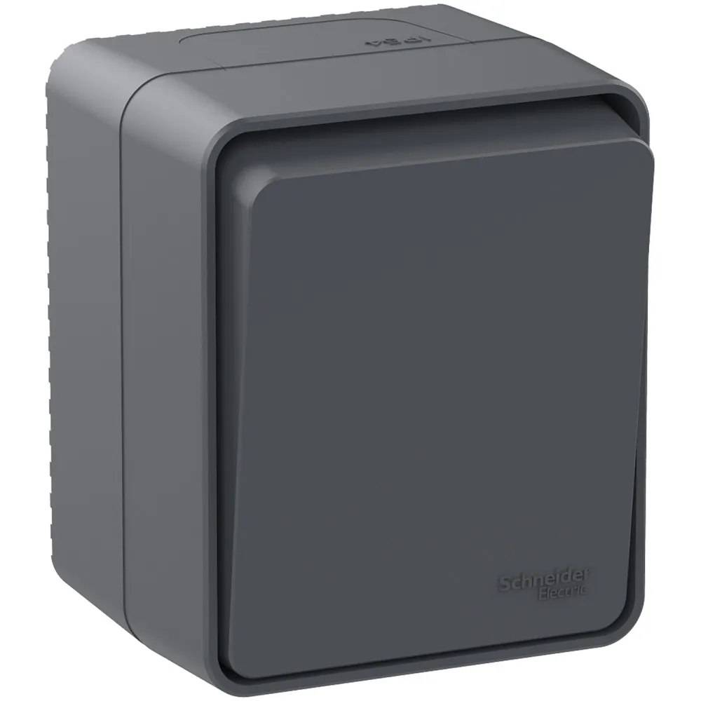 ATLASDESIGN PROFI IP54 О/У 1-клавишный ПЕРЕКЛЮЧАТЕЛЬ, сх.6, 10АХ, АНТРАЦИТ