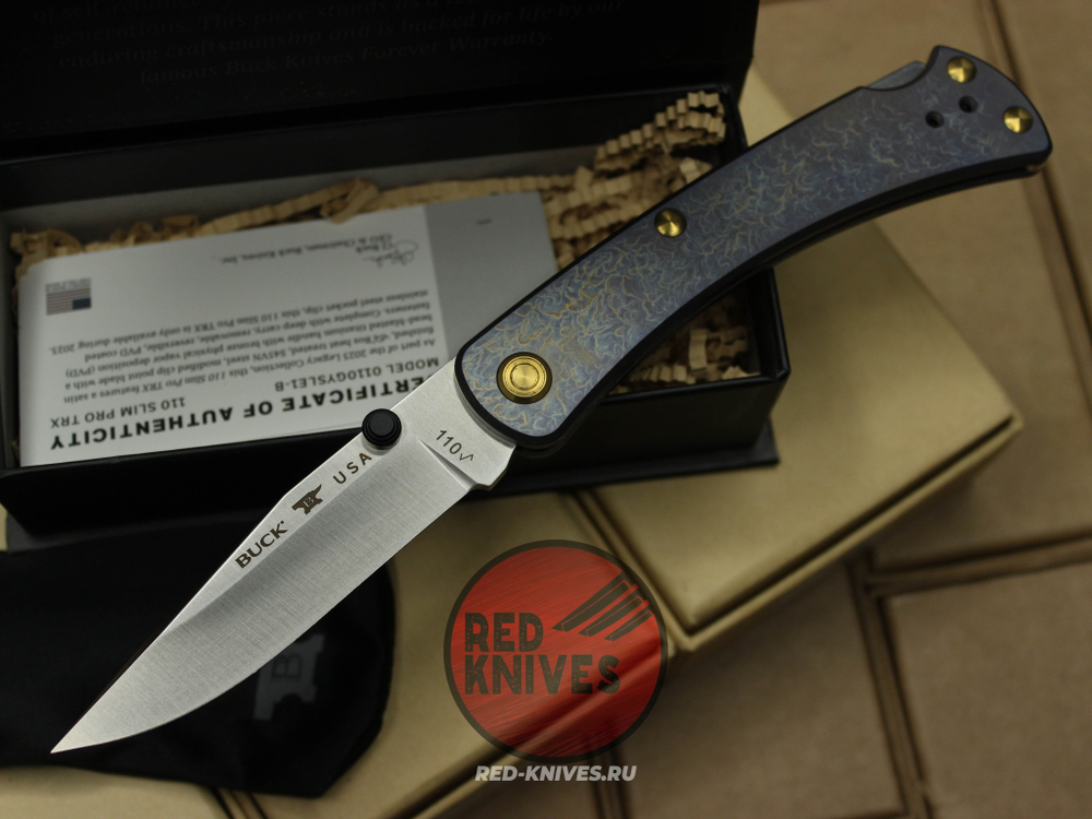 Нож Buck 110 Slim Pro TRX Titanium (Legacy Collection 2023) - матовый огненый титан