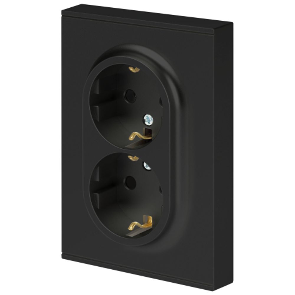 Розетка ЭРА Arktik 16-2105-05 двойная с заземлением 2X2P+E Schuko со шторками 16А-250В антрацит | Эра Arktik