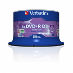 Оптический диск Verbatim DVD+R DL 8.5GB 8X AZO Matt Silver, Spindle, 50 шт