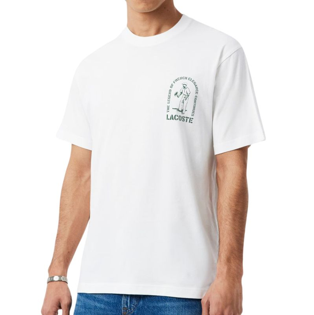 Теннисная футболка Lacoste Printed Cotton - white