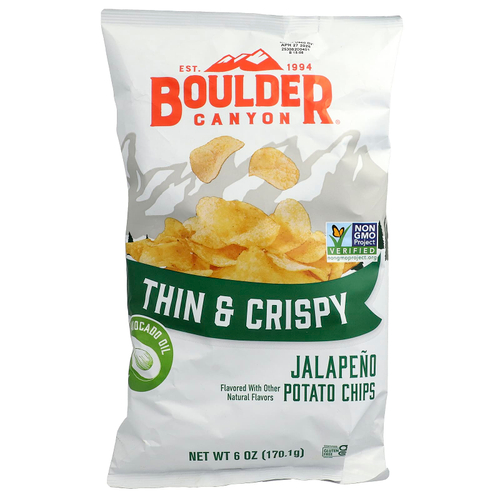 Boulder Canyon, тонкие и хрустящие картофельные чипсы, халапеньо, 170,1 г (6 унций)
