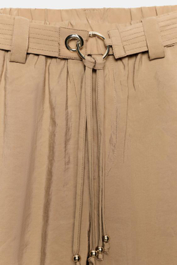 ZARA ПРЯМЫЕ БРЮКИ С ПОЯСОМ, ПЕСОЧНЫЙ