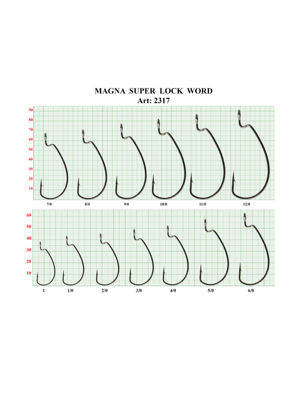 Крючок рыболовный Fish Crystal (офсет) MAGNA SUPER LOCK WORM с бородкой и ушком 2317 №8/0 (5 упаковок)