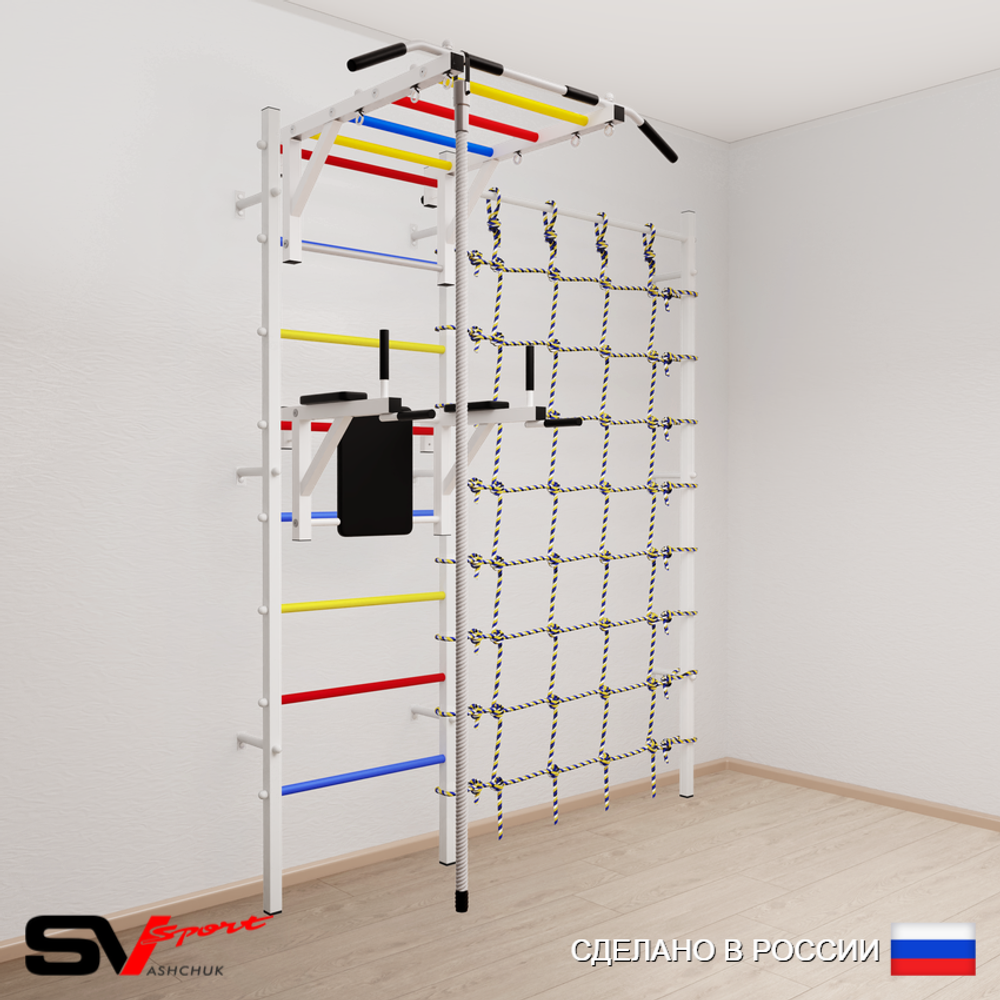 Шведская стенка Sv Sport усиленная 6400 (Турник рукоход/Брусья/Канат/Канатный лаз)