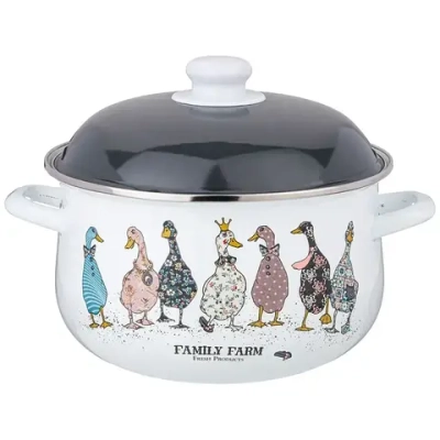 Кастрюля agness эмалированная с эмал.крышкой серия family farm, 5.0 л, 24*14 см