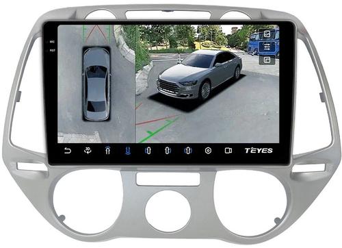 Магнитола для Hyundai i20 2009-2012 (кондиционер) - Teyes CC3-2K-360 монитор 9.5" 2K QLED на Android 10, Быстрая, CarPlay, 4G SIM-слот, 4 камеры в комплекте