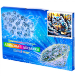 Алмазная мозаика Alingar, на подрамнике, с полным заполнением, (глянц), 40х50 см, 25 цветов, "Ледяная сова"