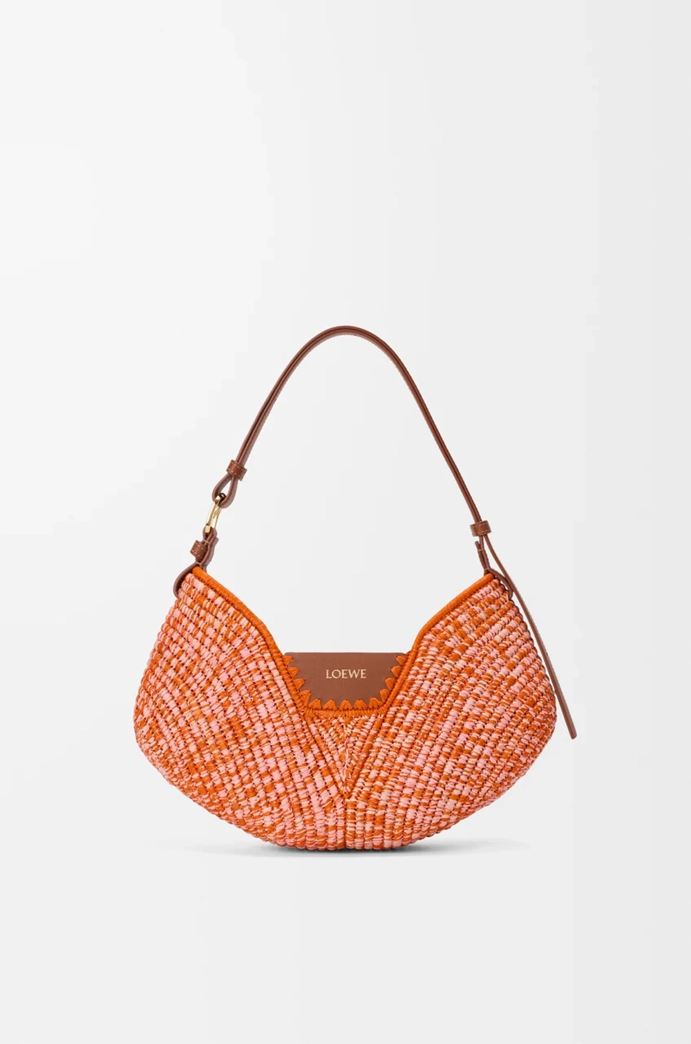 Loewe Сумка среднего размера Swing из рафии и телячьей кожи, ярко-оранжевый/розовый