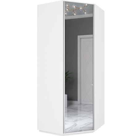 Шкаф угловой "Экспресс" с зеркалом (Белый снег) 2200х900х900, МК Е1, г.Белореченск