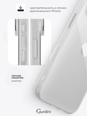 Чехол накладка Gurdini iPhone 17 6.3" плотный силикон 1,5 mm прозрачный