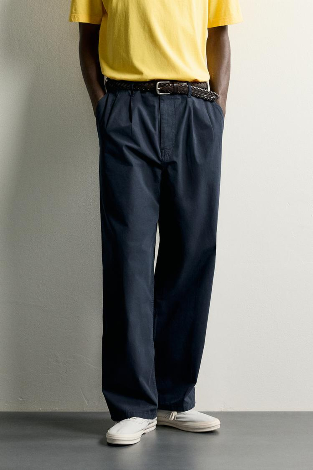 ZARA КОМФОРТНЫЕ БРЮКИ ЧИНОС REGULAR FIT, МОРСКОЙ СИНИЙ