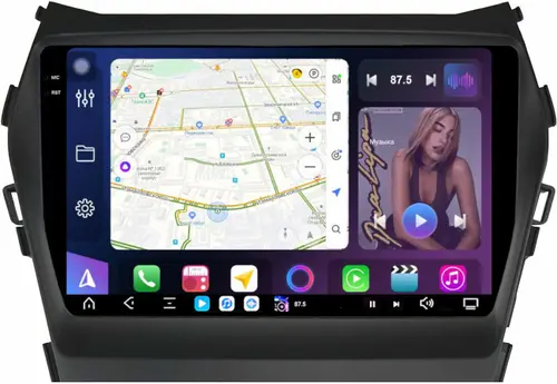 Магнитола для Hyundai Santa Fe 3 2012-2018 (отдельный экран климата, без штатной КЗВ) - FarCar S500-TS20 монитор 9.5" 2K QLED на Android 14, Быстрейшая, CarPlay, 4G SIM-слот