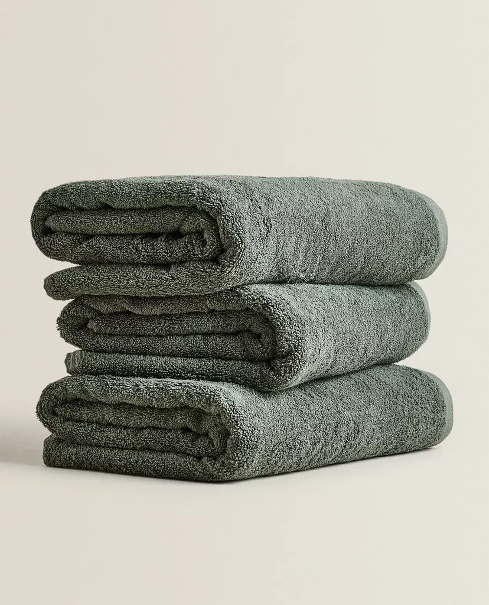 ZARA HOME ОДНОТОННОЕ ПОЛОТЕНЦЕ, ЗЕЛЕНЫЙ