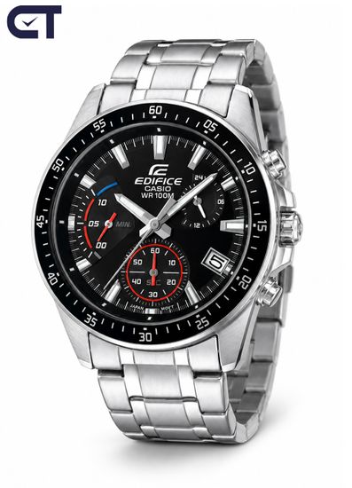 CASIO EFV-540D-1AVUDF EDIFICE мужские наручные часы — спортивный хронограф с чёрным циферблатом и цветными акцентами