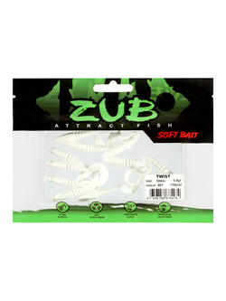 Приманка ZUB-TWIST  50мм(2")-10шт, (цвет 801) белый