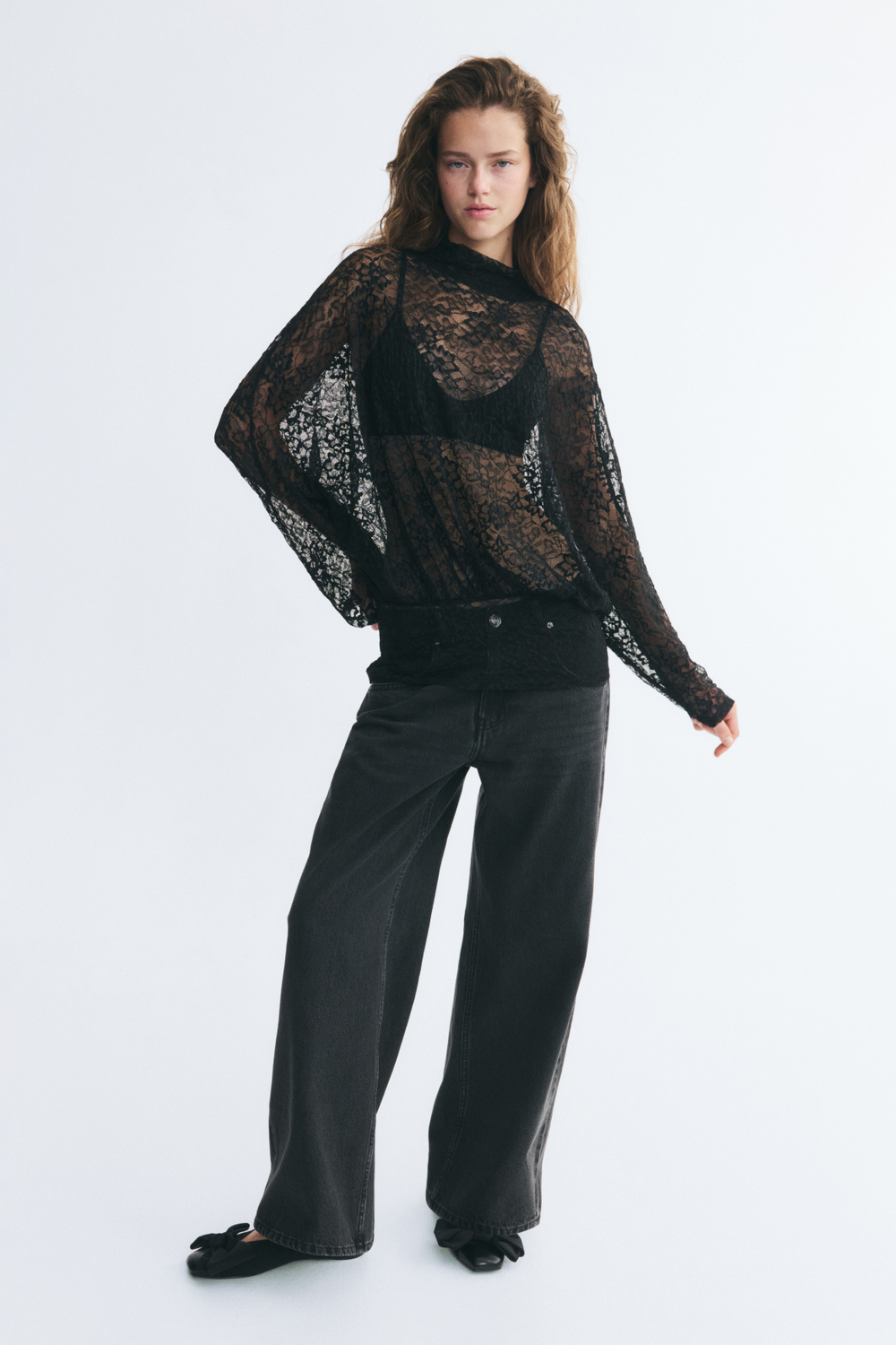 Свободный кружевной топ - H&M