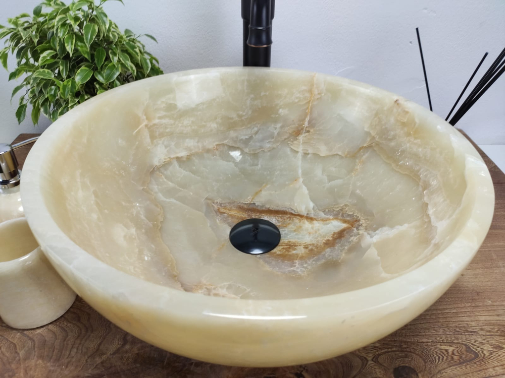 Раковина из оникса Bowl Yellow BO-60910 45x45x17 из натурального камня