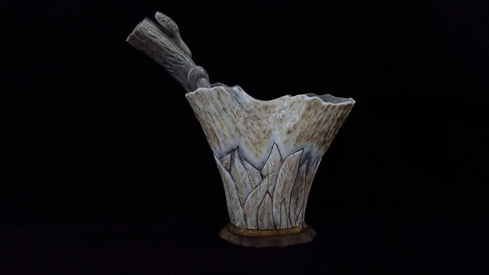 Карандашница "Змея", резная кость